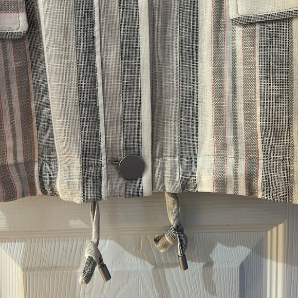 Jones New York Striped Metal Button-Up Linen Rayon Jacket SZ L - Picture 3 of 7
